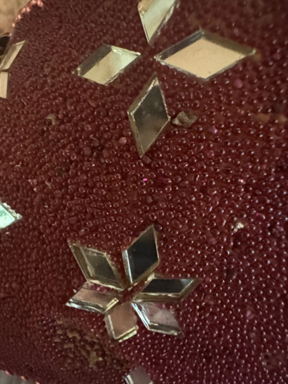 Red Beaded Evening Clutch with Silver Accents - Picture 6 of 13